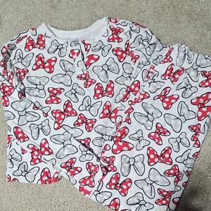 Disney Women's Pajama Set with Red and Black Bow Pattern